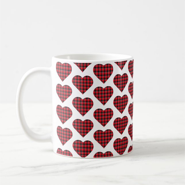 Mug Heart Shaped Plaid Red Black Buffalo (Gauche)