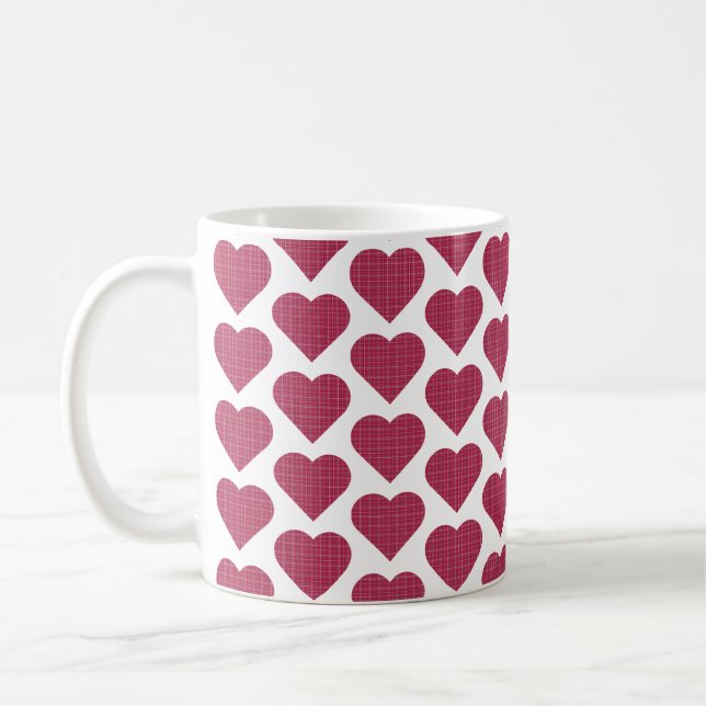 Mug Heart Shaped Plaid Red Pink (Gauche)