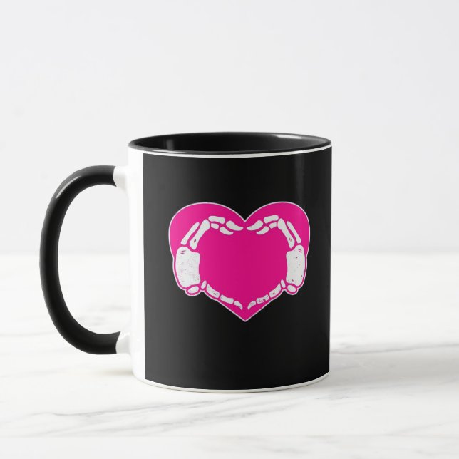Mug Heart Skeleton mains gothique Valentine classique (Gauche)