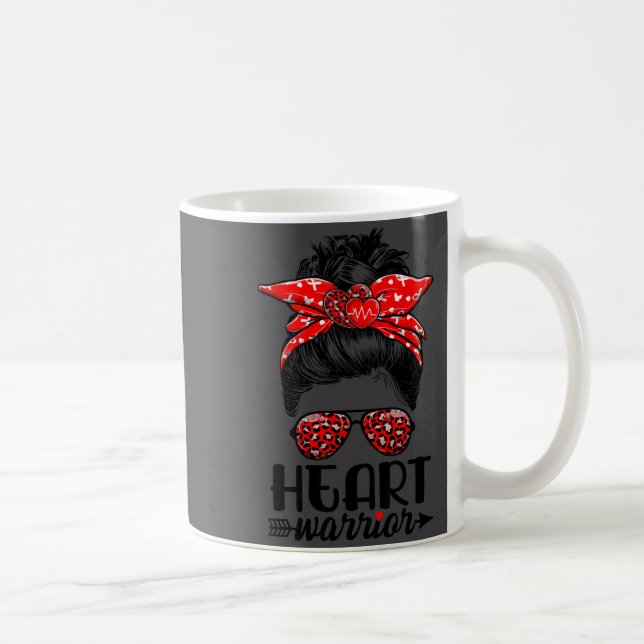Mug Heart Warrior Messy Bun Go Red - Heart Disease Awa (Droite)
