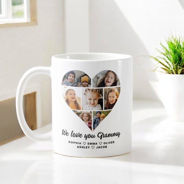 Mug Heart We Love You Grammy Family Photo Collage (Créateur téléchargé)