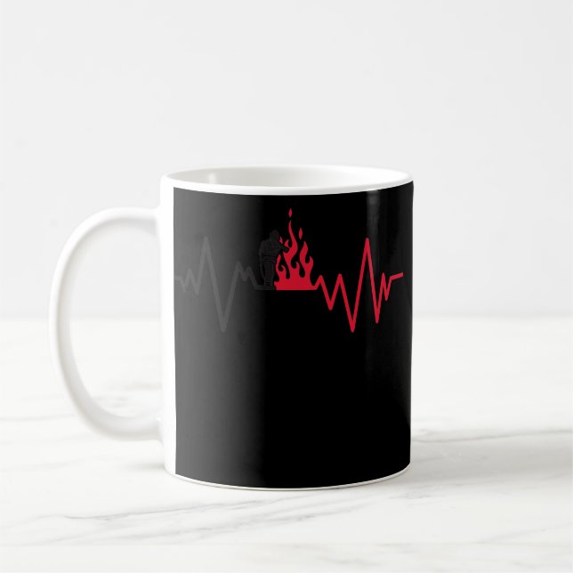 Mug Heartbeat Firefighter Fire Department Fire Truck (Gauche)