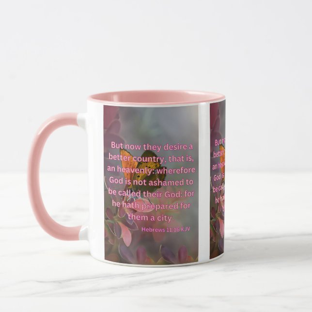 Mug Hébreux 11:16 KJV Bible Écriture Pic Deux Tons (Gauche)