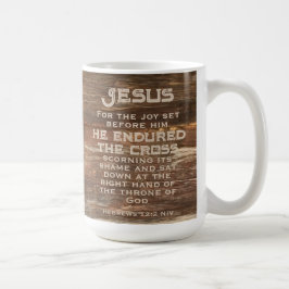 Mug Hébreux 12:2 Verset biblique Monogramme rustique e