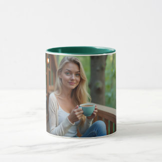 Mug Helena Chevalier Profitant Du Café / Balcon Forêt