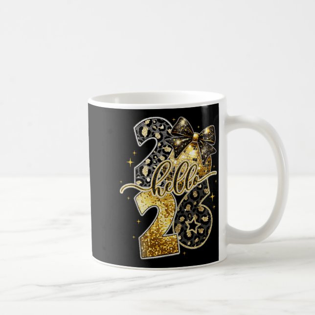 Mug Hello 2026 Coquette Bow Leopard New Years Eve Part (Droite)