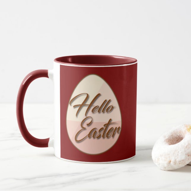Mug Hello Easter – Minimal Egg Design - caneca (Avec donut)