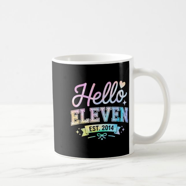 Mug Hello Eleven Est 2014 Coquette Bow 11th Birthday G (Droite)