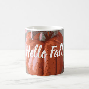 Mug Hello Fall Grey et Orange Automne Automne Citrouil