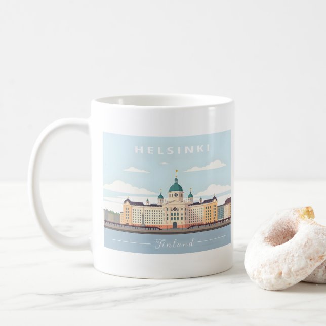 Mug Helsinki Finlande Cathédrale Pastel Travel (Avec donut)