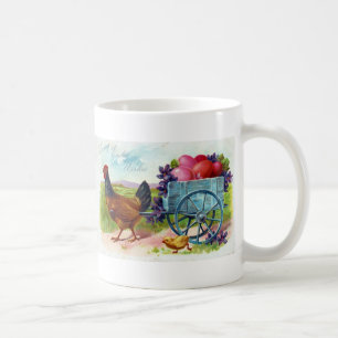 Mug Hen tirant le chariot Carte postale Vintage de Pâq