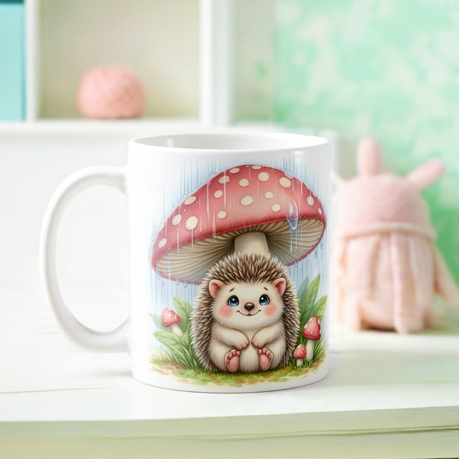Mug Hérisson Bébé mignon Sous Parapluie De Champignons (Créateur téléchargé)