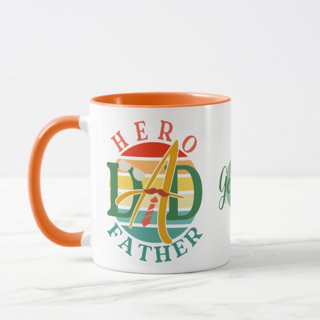 Mug Hero Papa Fath Sunset Cravate, Moustache & Lunette (Gauche)