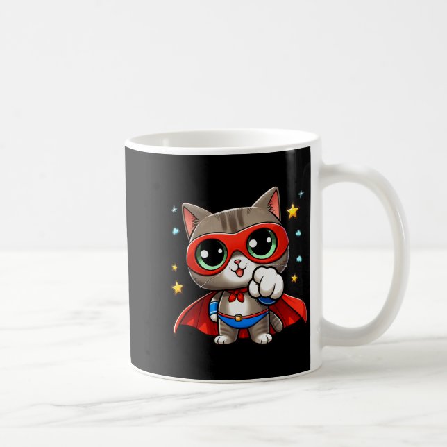 Mug Heroic Super Cat With Cape Gift Men Kids Women Fun (Droite)