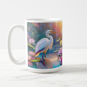 Mug Héron blanc à bec orange, oiseau de fantaisie