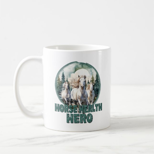 Mug Héros de la santé du cheval, Chevaux blancs équest (Gauche)