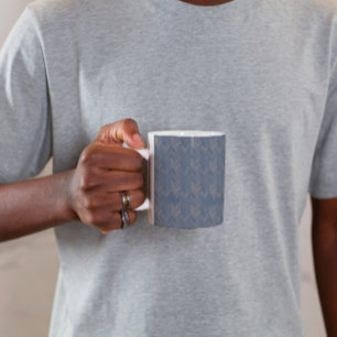 Mug Herringbone Chevron Motif Retro Blue