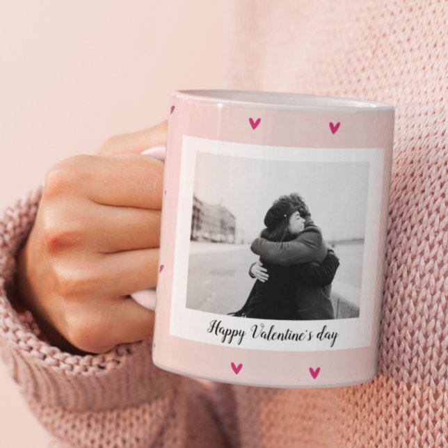 Mug Heureuse Sainte-Valentin | Coeur rose et rouge | C (Créateur téléchargé)