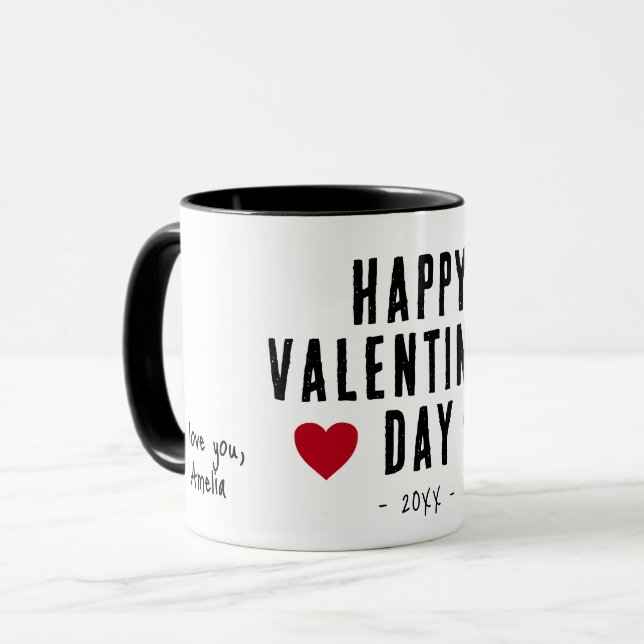 Mug Heureuse Sainte-Valentin moderne Red Hearts (Devant gauche)