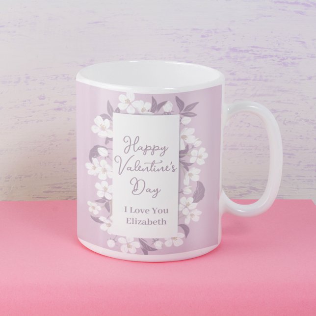 Mug Heureuse Sainte-Valentin romantique rose floral pe (Créateur téléchargé)