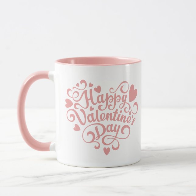 Mug Heureuse Sainte-Valentin rose moderne (Gauche)