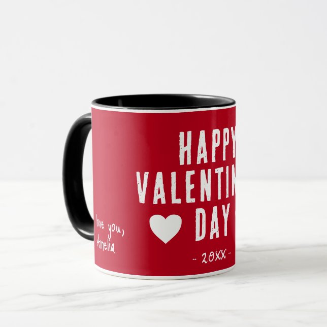 Mug Heureuse Sainte-Valentin rouge moderne petit ami (Devant gauche)