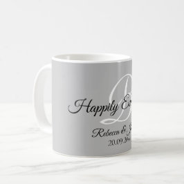 Mug Heureux toujours après le monogramme gris