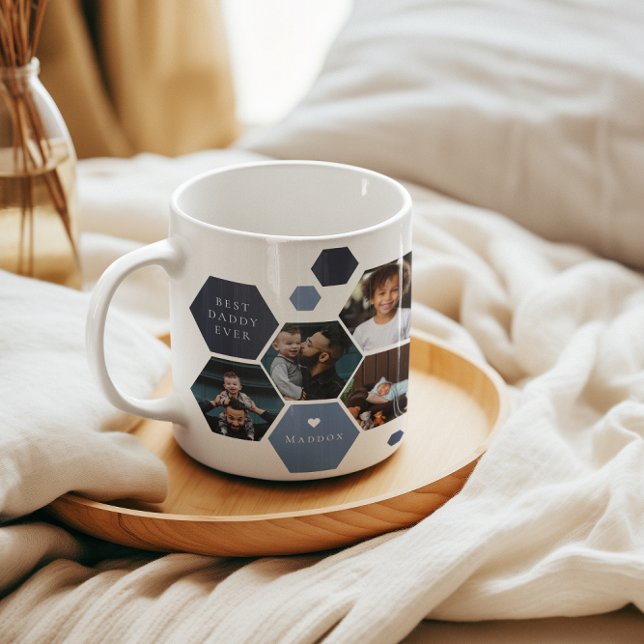 Mug Hexagon géométrique | Fête des pères photo moderne (Créateur téléchargé)