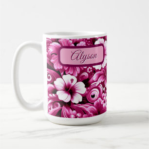 Mug Hibiscus de fleurs hawaïennes tropicales Personnal
