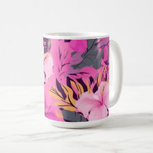 Hibiscus rose tropical - Design floral feuillu