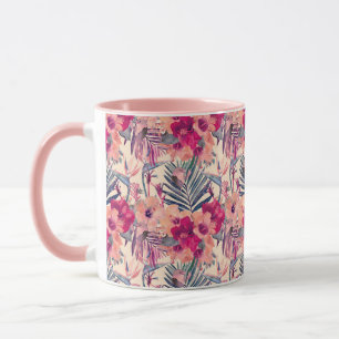Mug Hibiscus Tropical Rétro Motif Wren