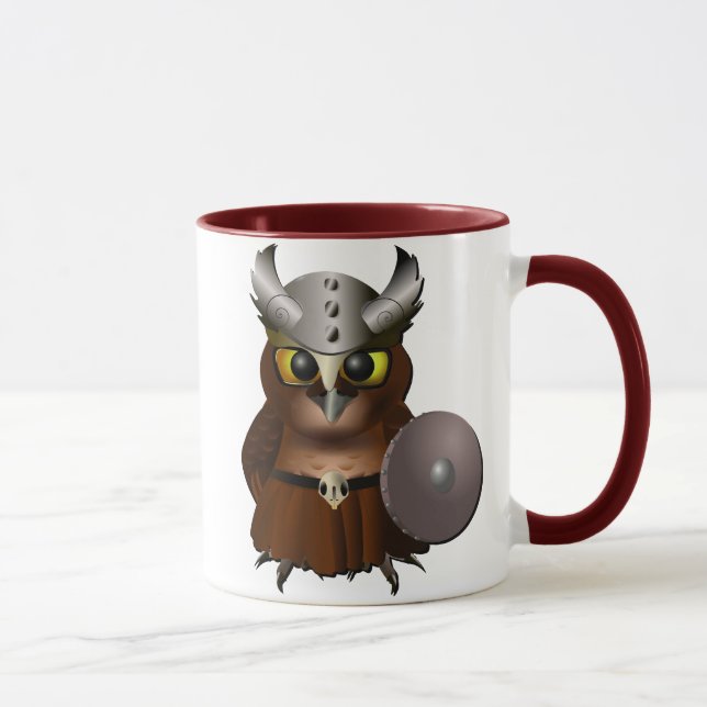 Mug Hibou de casque de Viking de "grand hibou à (Droite)