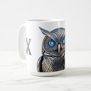 Mug Hibou mécanique celtique argent Steampunk