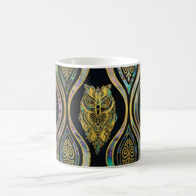 Mug Hibou tribal d'or sur le motif d'ormeau de Boho (Centre)
