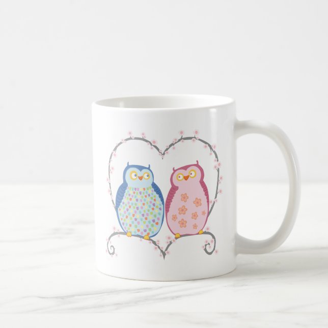 Mug Hiboux mignons dans le bleu Clipart de rose de (Droite)