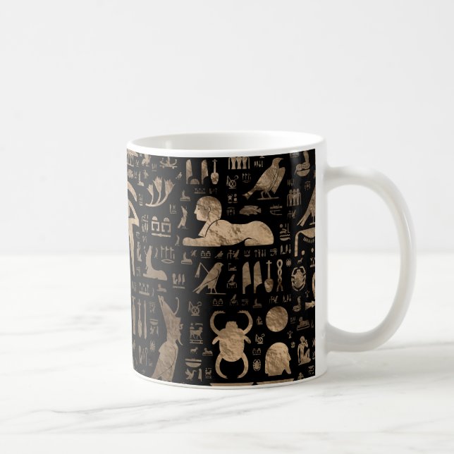 Mug Hiéroglyphes égyptiens antiques - noir et or (Droite)