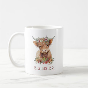 Mug Highland Cow Aquarelle Design mignon Floral Pastel