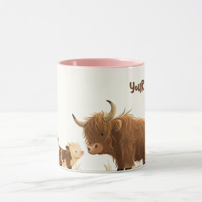 Mug Highland Cow & Calf Meilleure maman Jour des Mères (Centre)