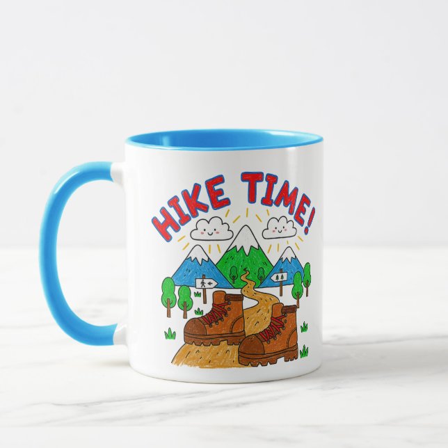 Mug Hike Time Kids Drawing with Mountains (Gauche)