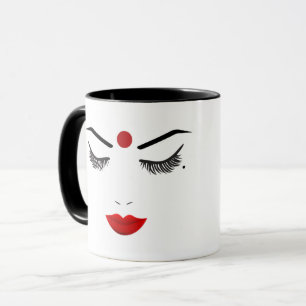 Mug Hindu Dot Beauty Maquillage Yeux et Lèvres Rouges