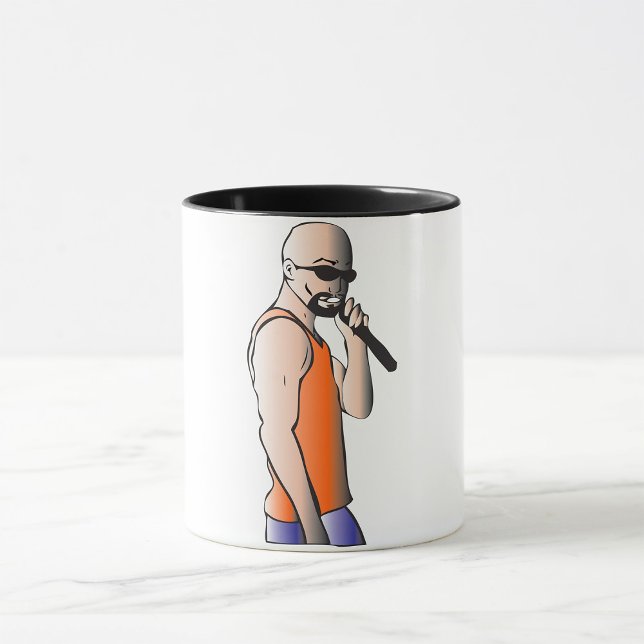 Mug Hip hop cool Bald Guy Singer avec microphone (Créateur téléchargé)