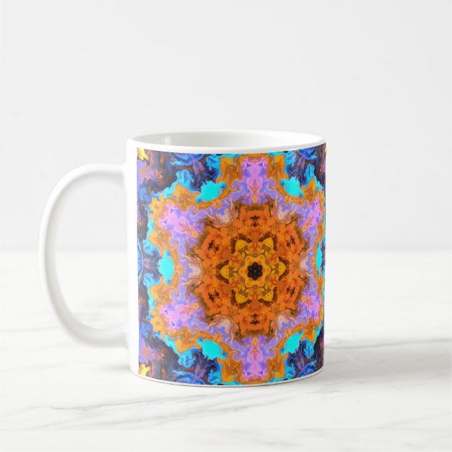 Mug Hippie psychédélique orange bleu et jaune (Gauche)