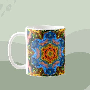 Mug Hippie psychédélique orange bleu et jaune