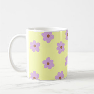 Mug Hippie Retro Purple Jaune Fleur Y2K Motif