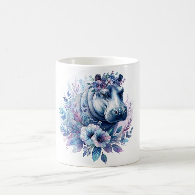 Mug Hippo Aquarelle Art Floral (Centre)