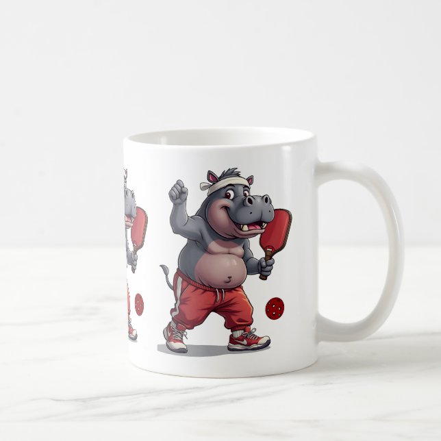 Mug Hippo Jouer Pickleball, Funny Hippopotamus (Droite)