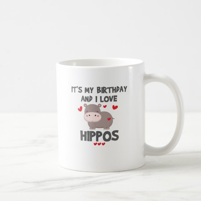Mug Hippo Lover C'est mon anniversaire et j'aime les h (Droite)