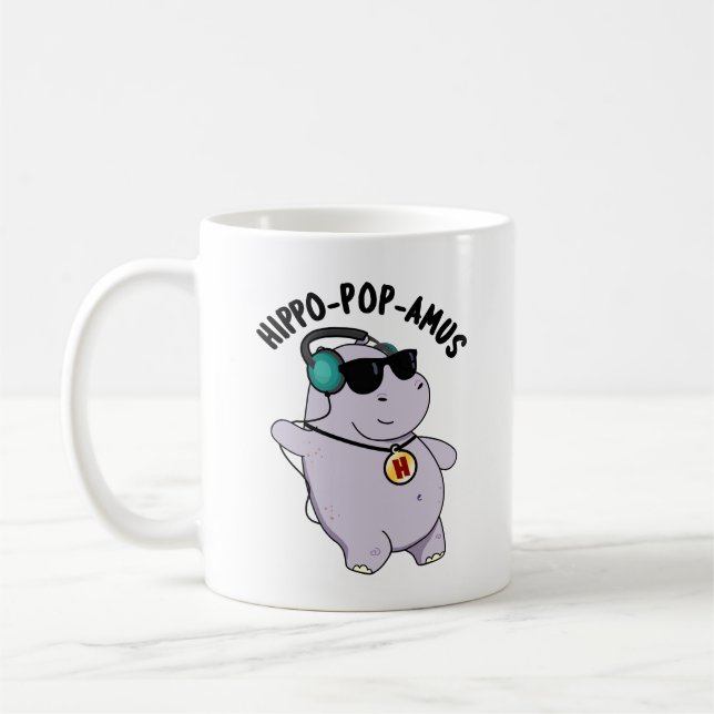 Mug Hippo-pop-amus Funny Pop Music Hippo Pun (Gauche)
