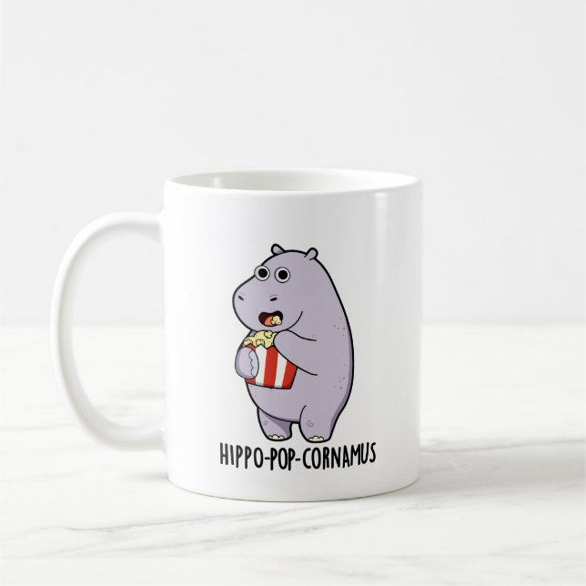 Mug Hippo-pop-cornemus Funny Hippo Pun (Gauche)
