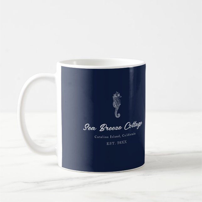 Mug Hippocampe côtier bleu et blanc (Gauche)